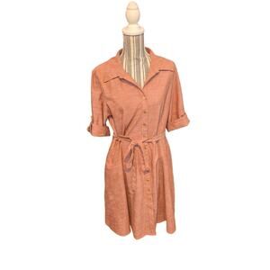 Sharagano Collared Short Tie Waist Dress Size 14